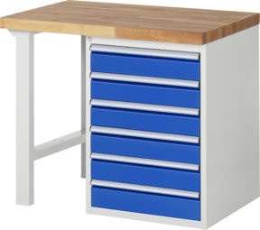 Rau Werkbank 7516A1 in Weiß mit 6 Schubladen, B: 100 cm, T: 70 cm, H: 89 cm - Bild 1