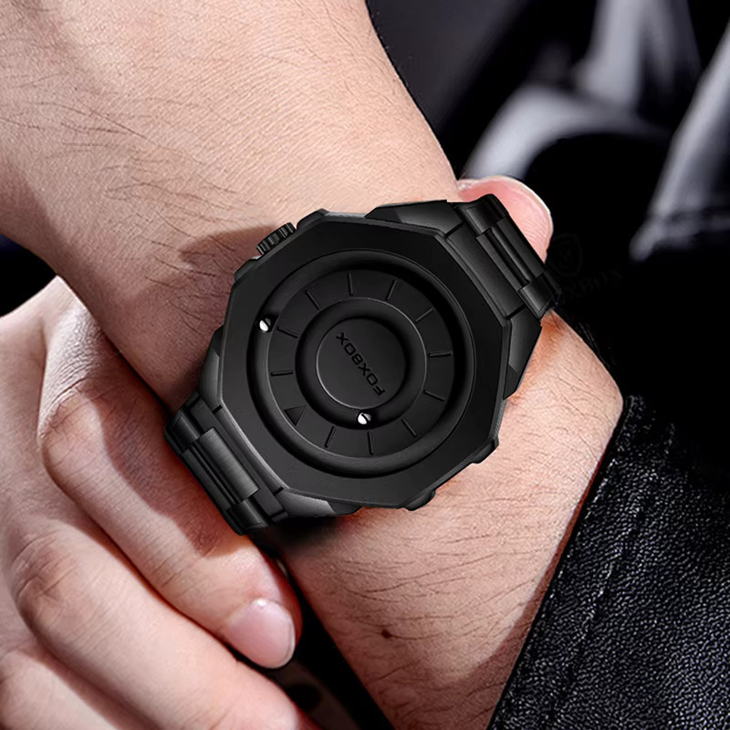 FOXBOX Armbanduhr, Quarz, Edelstahl, Silikon, Schwarz, Herren - Bild 5