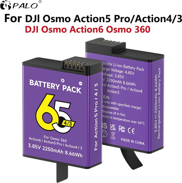 DJI Ersatzakku mit 2250mAh für Osmo Action 6, Action 5 Pro, Action 4 und Action 3 Sportkameras - Bild 1