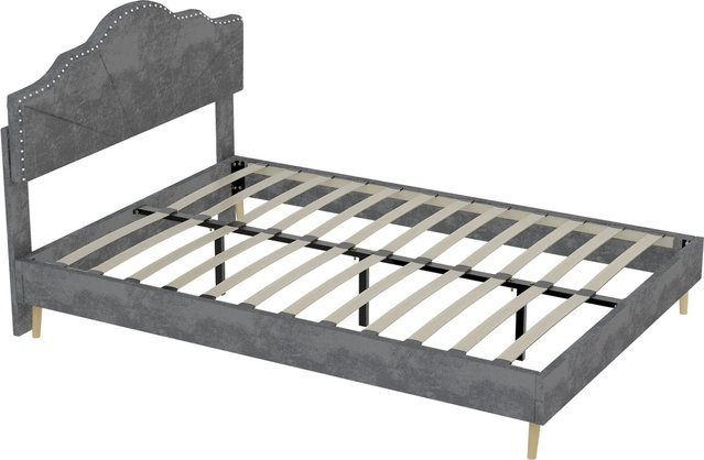 okwish Polsterbett mit Kopfteil in Grau für dein Schlafzimmer, B/T: 140 x 200 cm - Bild 1
