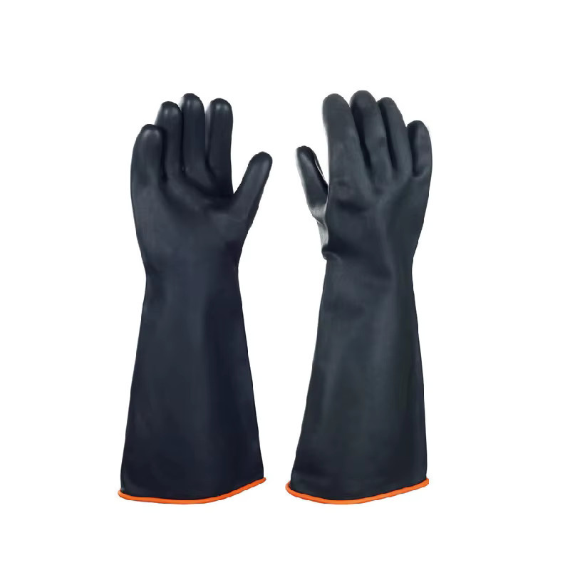 ELESESAFE Arbeitsschutzhandschuhe aus wasserdichtem Latex in Schwarz, chemikalien-, säure- und ölbeständig, Größe 35-55 cm - Bild 6