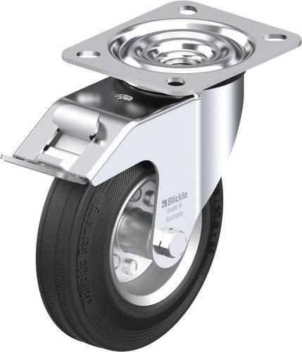 Blickle Lenkrolle LE-VE 125R-FI mit Feststeller, Rad-Durchmesser: 125 mm, Tragfähigkeit: 100 kg, verzinkt, Farbe: Silber/Schwarz - Bild 1