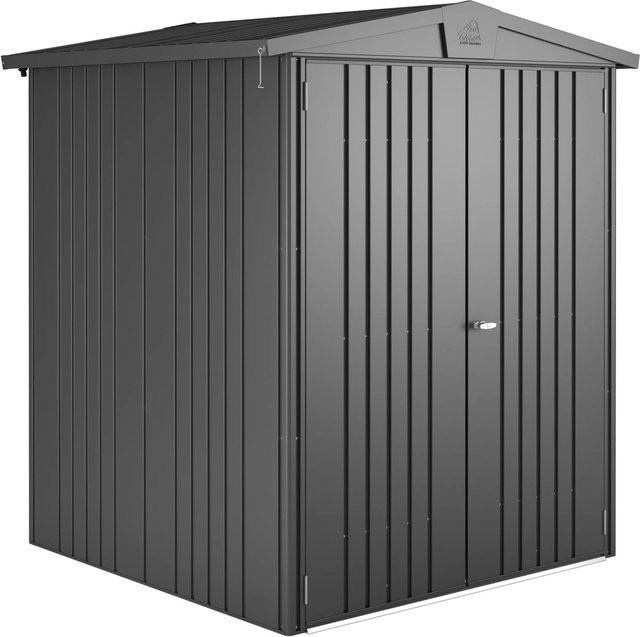 Biohort Gerätehaus Europa aus Metall in Dunkelgrau-Metallic mit Satteldach und Doppeltür, B/T/H: 172 x 156 x 196 cm - Bild 1