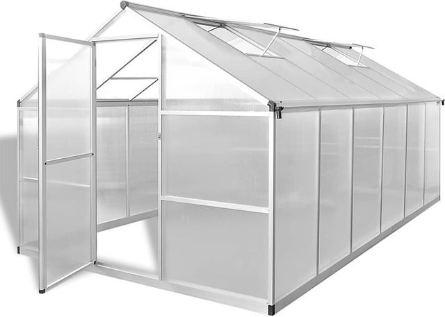 VIDAXL Gewächshaus aus Aluminium mit Grundrahmen und transparenten Wänden für den Garten, 9,025 m² - Bild 1