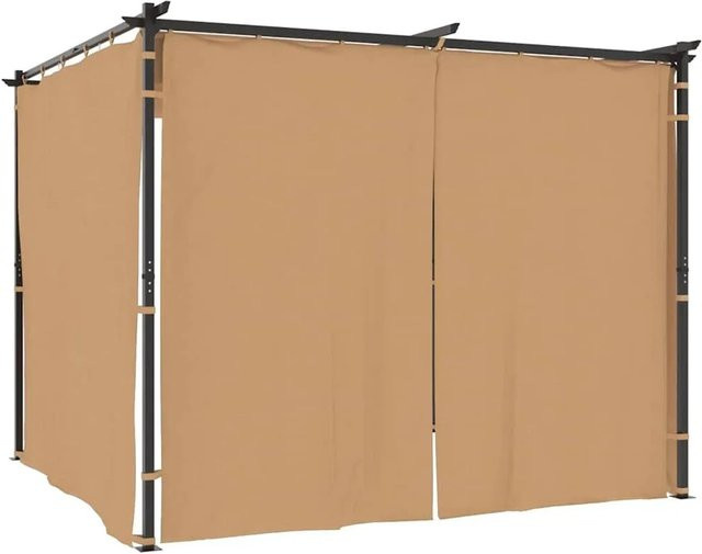 vidaXL Pavillon mit Seitenvorhängen aus Polyester und Stahl in Taupe, B/T: 300 x 300 cm, Höhe: 230 cm - Bild 1