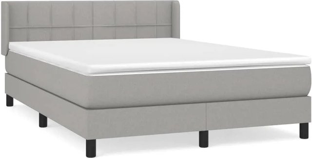 vidaXL Boxspringbett mit Matratze Hybrid-Design in Hellgrau, B/T: 140 x 200 cm - Bild 1