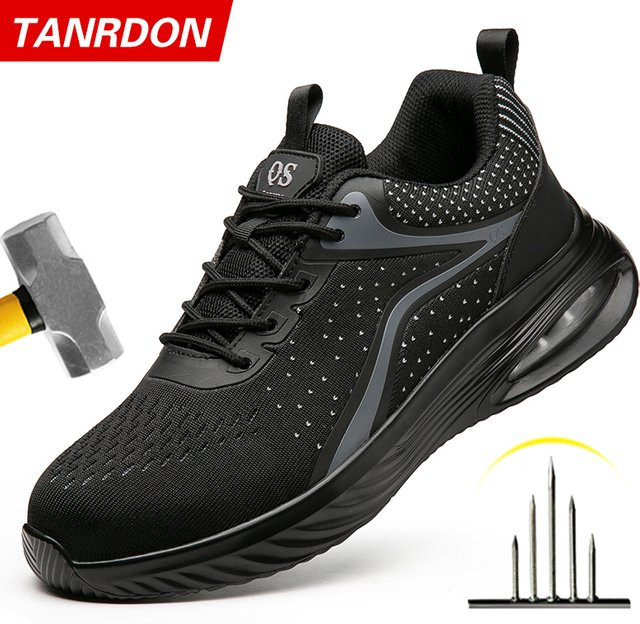 TANRDON Sicherheitsschuhe für Herren und Damen in Schwarz, pannensichere Arbeitsschuhe und modische Schutzschuhe - Bild 1