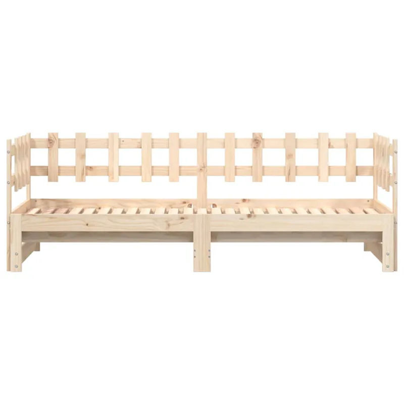 Vidaxl Ausziehbett aus Kiefer Massivholz in Natur, Skandinavischer Landhausstil, B/T: 180 x 200 cm (2x 90 x 200 cm) - Bild 2