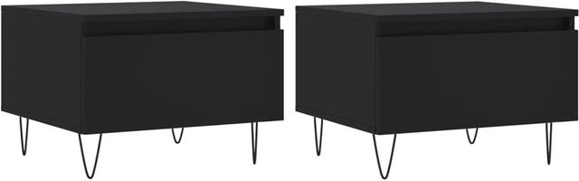 vidaXL Couchtisch Set Modell 3 in Schwarz, 2er Set aus Holzwerkstoff und Metall, modern, B/T/H: 50 x 46 x 35 cm - Bild 1