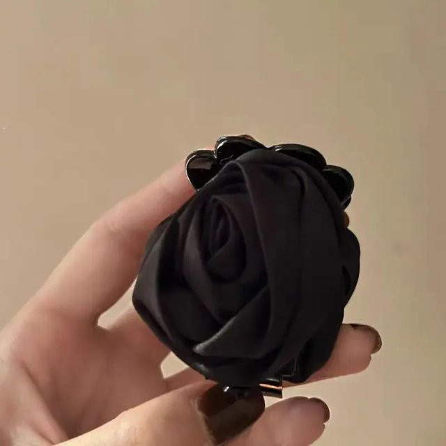 YULIN Haarklammer, Rose Blume, Satin, schwarz, Damen, Mädchen - Bild 1