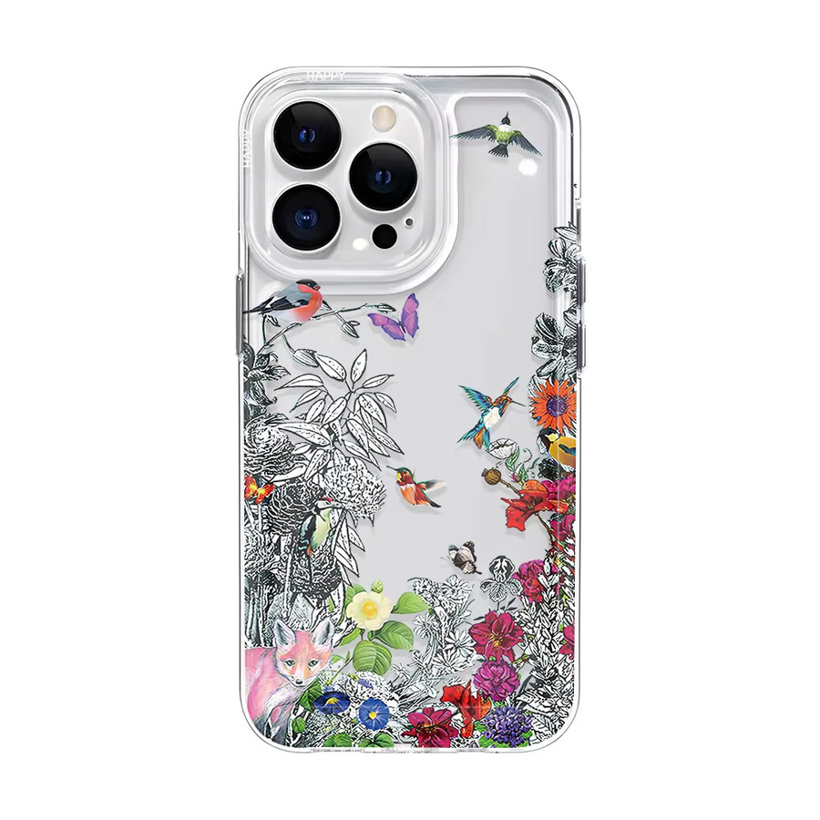 Wild Fox Transparente Handyhülle mit Kolibri-Blumenmuster für iPhone 11 bis iPhone 17 Pro Max in Natur-Stil - Bild 4