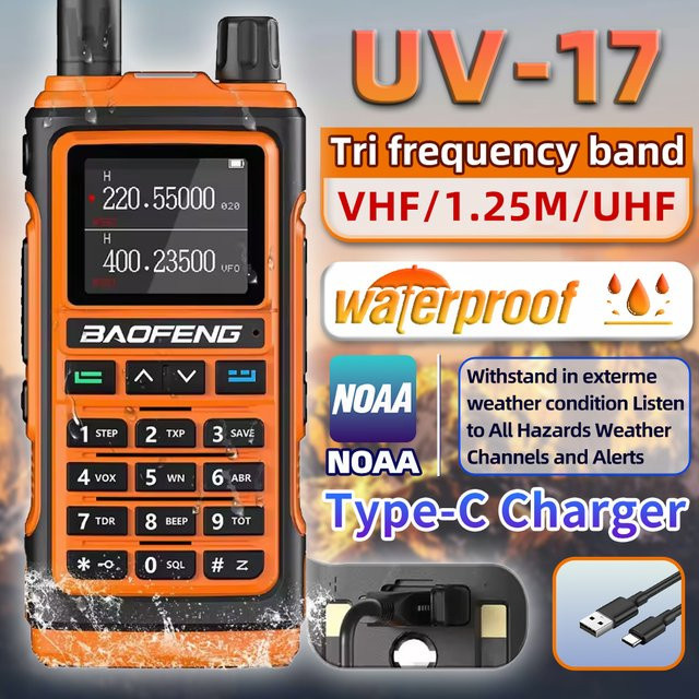 Baofeng Walkie Talkie UV-17M mit Air Band, Long Range Radio, 999 Kanälen, AM/FM Full Band und VOX Funktion - Bild 1