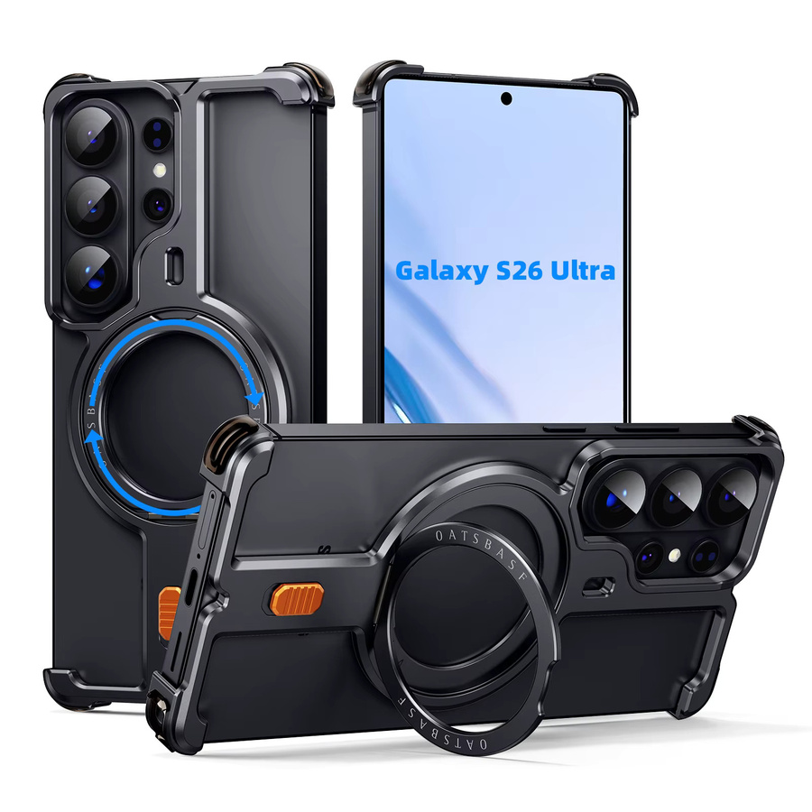 Oatsbasf Schutzhülle für Samsung Galaxy S26 Ultra mit 360 Grad Schutz und drehbarem magnetischem Ständer in Schwarz - Bild 7