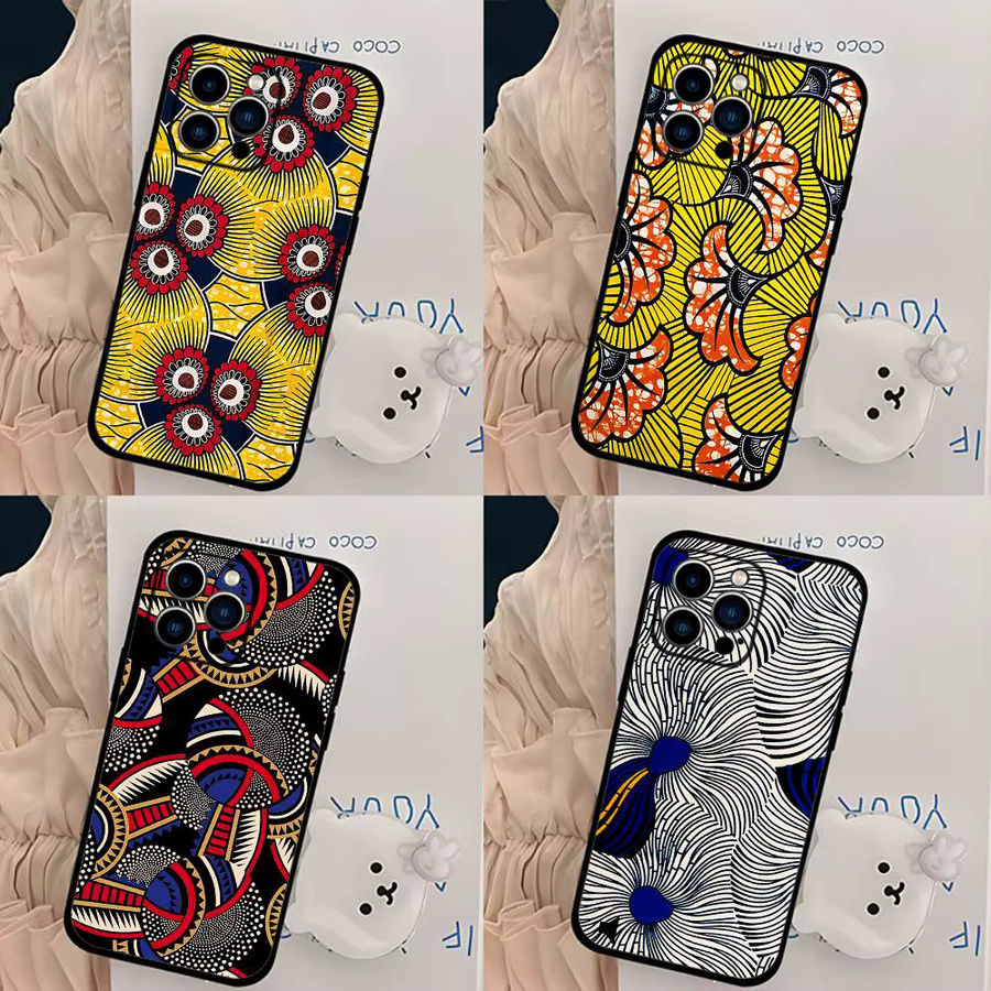 Mesuca Handyhülle im afrikanischen Mode-Design für iPhone 11 bis iPhone 17, weiche Schutzhülle in Schwarz und Multicolour - Bild 5