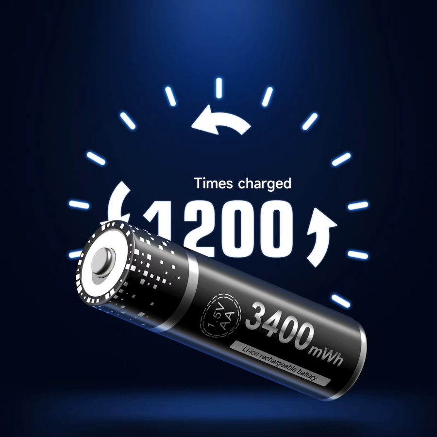 PALO AA Li-Ionen-Batterie mit konstanter 1.5V Spannung, Hochkapazität 3400mWh, Schwarz, inklusive Batteriebox - Bild 2