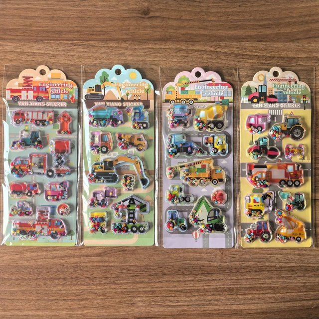 4er-Pack bunte Aufkleber für Baufahrzeuge, glitzernd - Bild 1