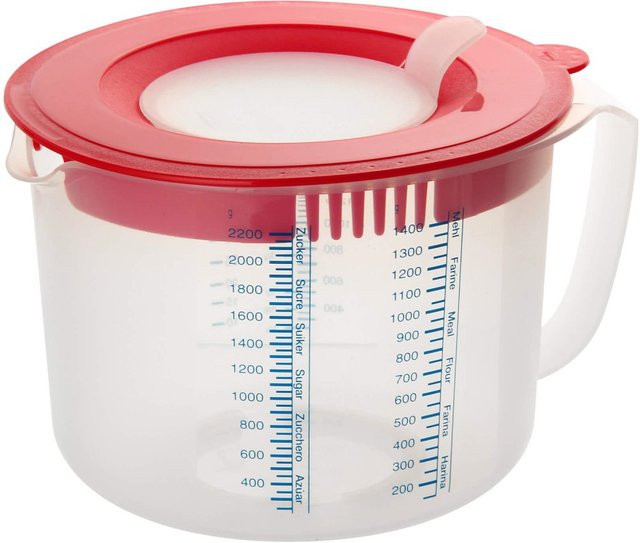 Dr. Oetker Rühr- und Messbecher, transparent/rot, 2,2 l - Bild 1