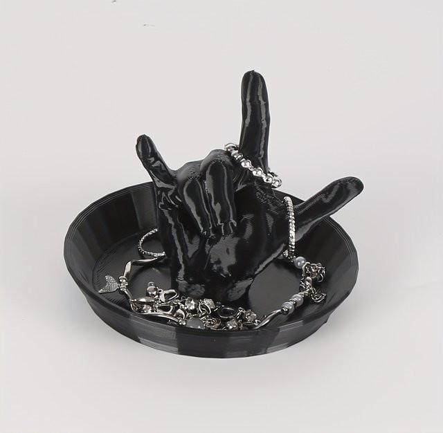 Schmuck-Aufbewahrungstablett in Handform aus dunklem Stein von Scenari, Farbe Schwarz - Bild 1