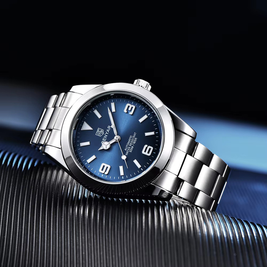 BENYAR Mechanische Uhr, Edelstahl, Blau, 50 ATM, Herren - Bild 4