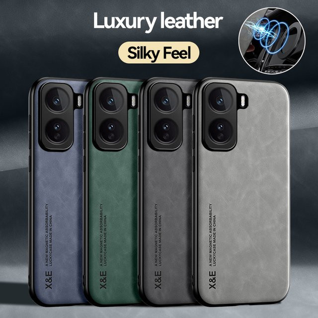EUCAGR Luxus PU Leder Magnetische Stoßfest Handyhülle mit Metallplatte für VIVO iQOO Neo 11 in Schwarz - Bild 1