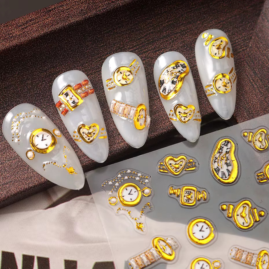 Full Beauty Nagelaufkleber 3D-Uhrenmuster, Metallic, 2 Stück - Bild 6