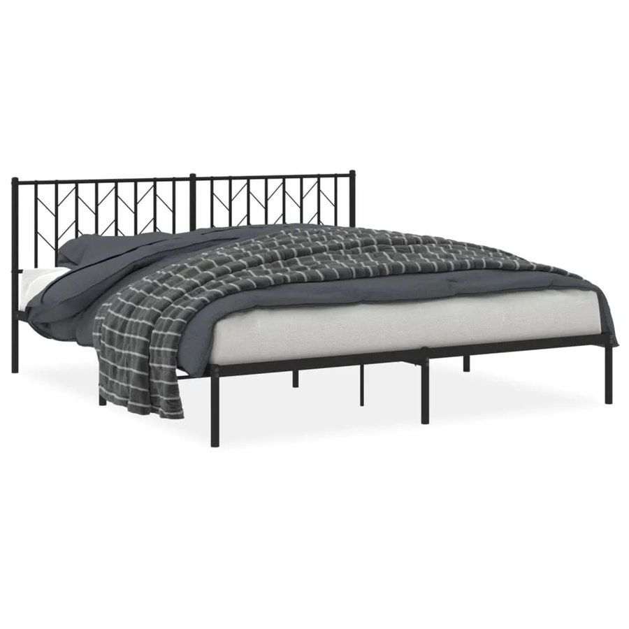 vidaXL Bettgestell aus Metall mit Kopfteil in Schwarz, B/T: 180 x 200 cm - Bild 2