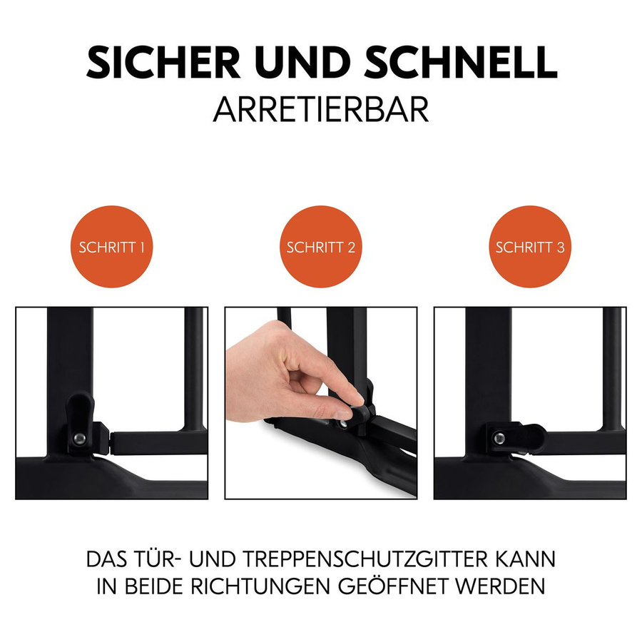 Hauck Tür- und Treppenschutzgitter Clear Step Autoclose 2, Schwarz/Transparent, Breite: 80 cm - Bild 5