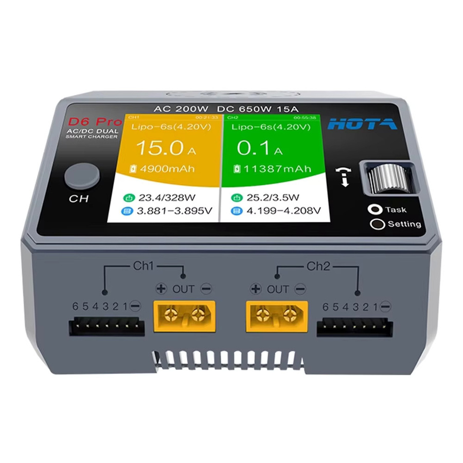 HOTA D6 Pro AC Smart Batterie Ladegerät und Entlader in Grau mit 200W AC und 2x325W DC für LiPo RC Drohnen Ersatzteile - Bild 2