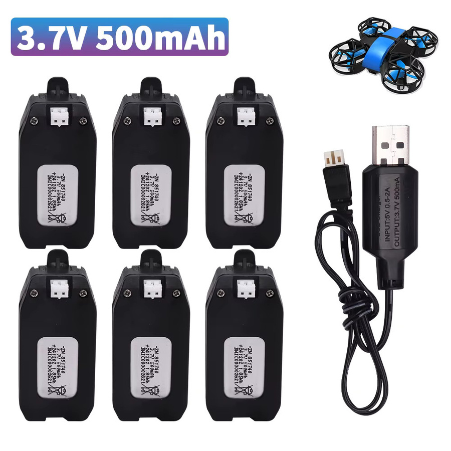 Jiaojiren Lithium-Batterie 500 mAh 3,7 V in Schwarz für NH330 RH821 RC Flugzeug und Quadcopter Drohnen - Bild 1