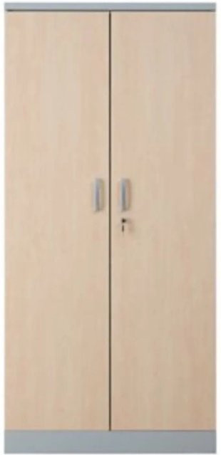 PROREGAL Aktenschrank Beetle mit 4 Fachböden und Schloss, Grau und Ahorn, H x B x T: 195 x 92 x 42 cm - Bild 1