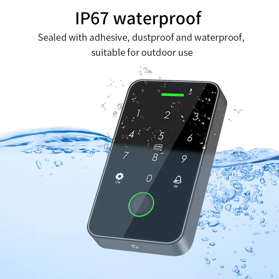 Asia-Teco Biometrisches Bluetooth Zugangskontrollsystem in Schwarz, IP67 wasserdicht, 13,56 MHz RFID, kompatibel mit der Tuya-App - Bild 2