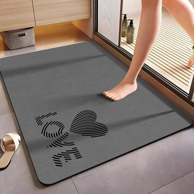 Rutschfeste Badezimmer Bodenmatte aus Diatomeenerde von Yiran Furniture, grau, B/B: 50 x 80 cm - Bild 1