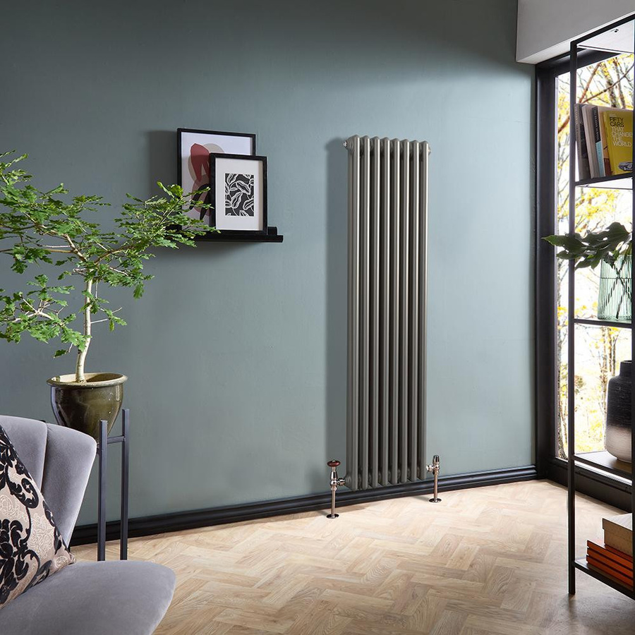 Hudson Reed Gliederheizkörper Regent 2-säulig Vertikal in Silber, Höhe: 150 cm, Breite: 38 cm - Bild 1