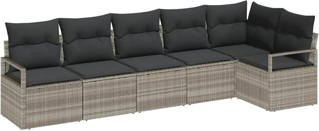 vidaXL 6-teiliges Garten-Sofa-Set in L-Form aus Polyrattan mit Kissen, Anthrazit/Grau - Bild 1