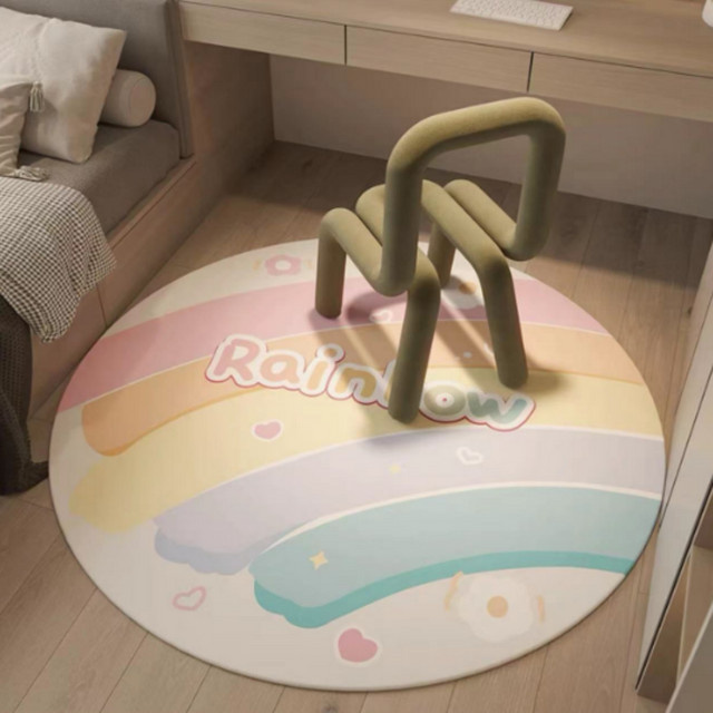 VIKAMA Rundem Teppich mit Kinder-Motiv in Multicolour, rutschfeste Bodenmatte für Schlafzimmer und Kinderzimmer, Durchmesser: 60 cm - Bild 1