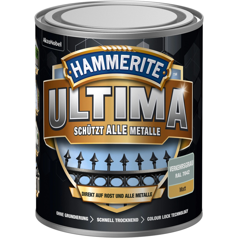 Hammerite Ultima Premium Metall-Schutzlack matt Verkehrsgrau 750 ml - Bild 2