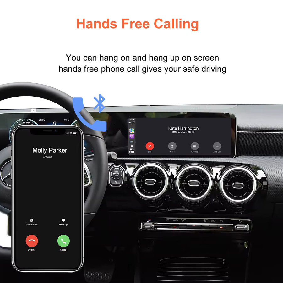 Bonroad Wireless CarPlay und Android Auto Interface Modul für Mercedes A B C E Class CLS CLA GLA GLB Class NTG6.0, Schwarz - Bild 3