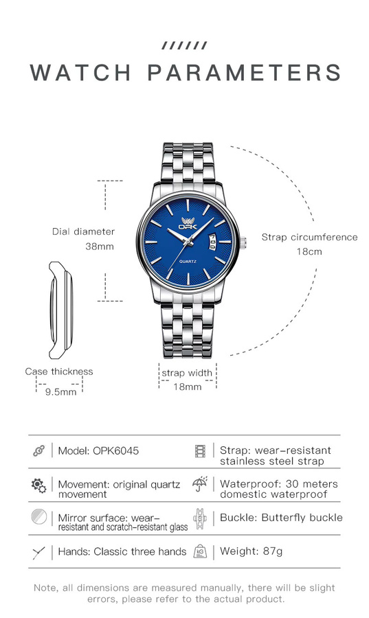 OPK Armbanduhr Quarz, Edelstahl, Blau, Herren - Bild 6