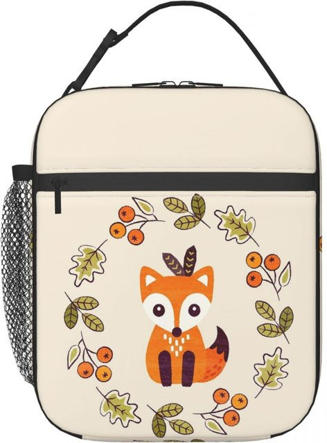 Isolierte Lunchtasche mit Fuchs und Herbstbeeren von Fancy Style Studio, weiß, auslaufsicher und thermisch - Bild 1