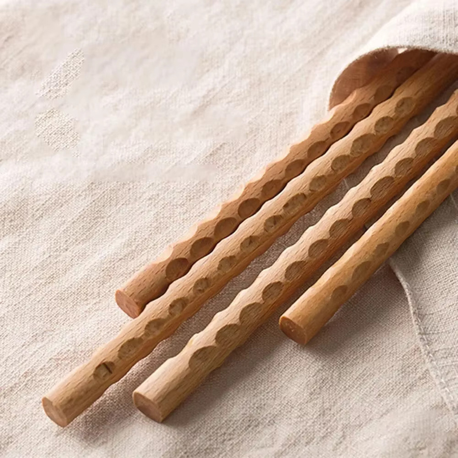Paar lange Kochstäbchen aus Massivholz in Braun mit rutschfestem Griff, Länge: 33 cm oder 42 cm - Bild 2