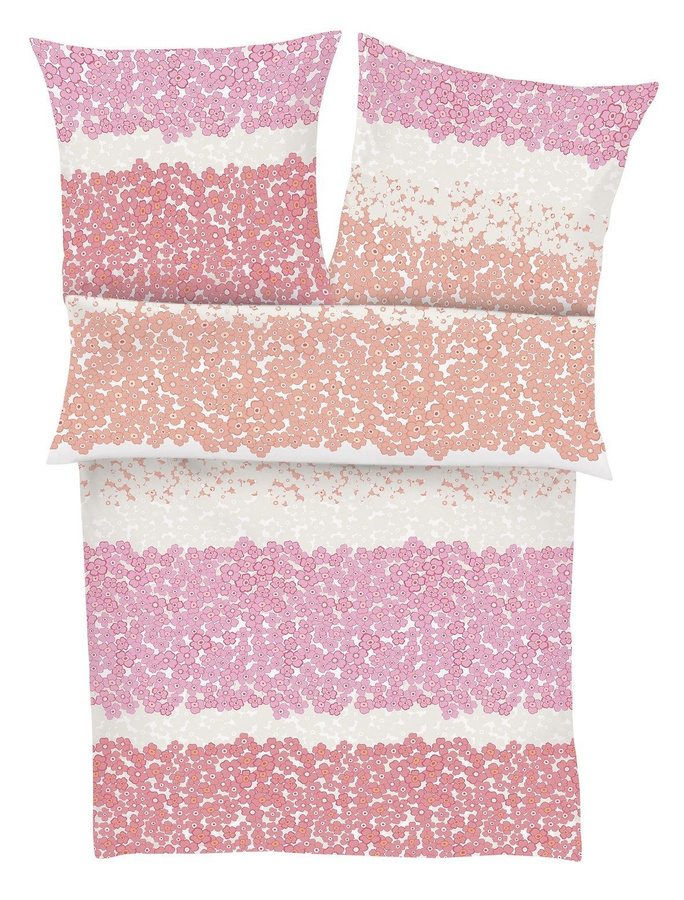 Ibena Zeitgeist Mako-Satin Bettwäsche 2-tlg. Blumenmeer in Rot und Pink mit floralem Design, B/H: 155 x 220 cm und 80 x 80 cm - Bild 1
