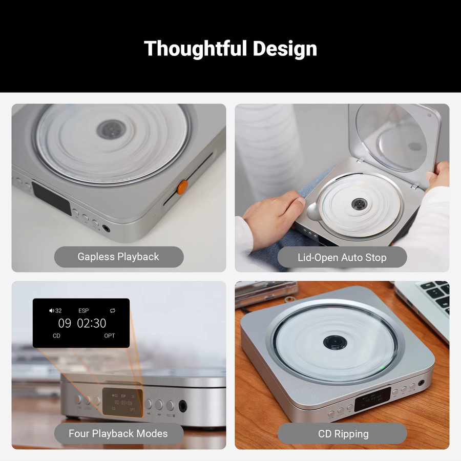 Fosi Audio Merak HiFi CD-Player in Silber mit CS43131 DAC, Kopfhörerverstärker und USB-Ripping-Funktion inklusive Fernbedienung - Bild 4