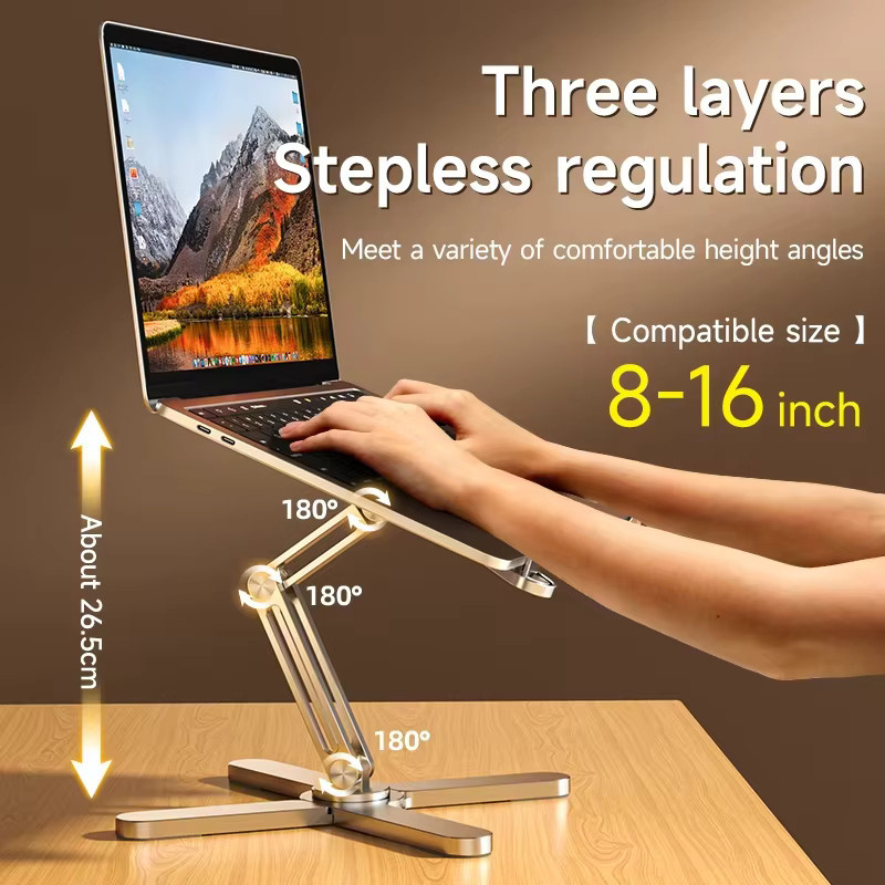 Kebidumei Faltbarer Laptopständer aus Aluminiumlegierung mit 360 Grad Rotation in Grau und Silber - Bild 3