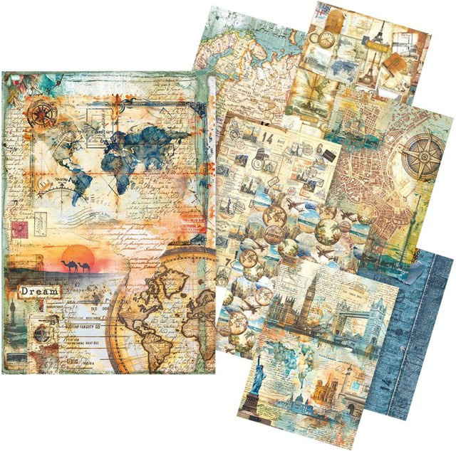 Motiv-Strohseiden Sortiment Wanderlust Ciao Bella in Multicolor, Format A5 - Bild 1