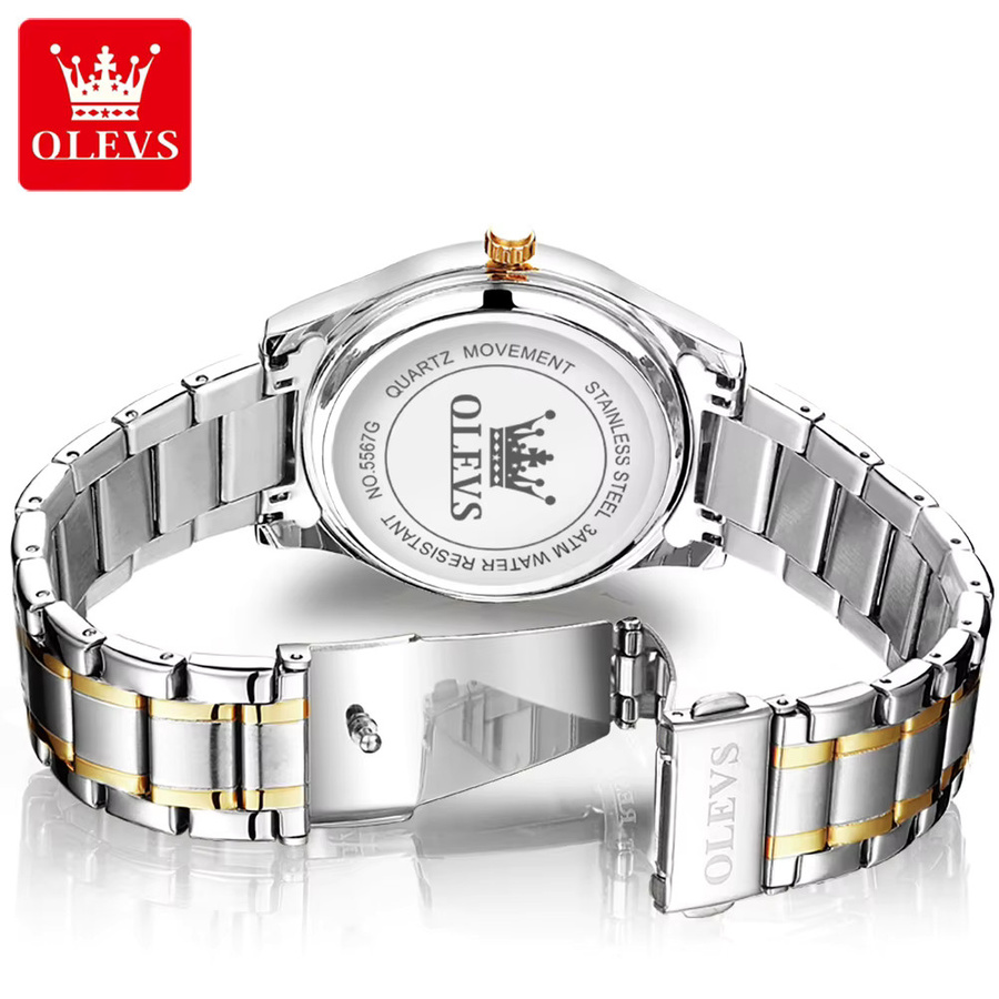 OLEVS Armbanduhr Quarz, Edelstahl, Silber, Schwarz, Herren - Bild 2
