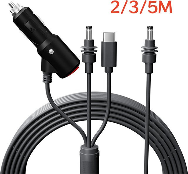 SZKOSTON 3 in 1 DC Auto Power Kabel mit Schalter Typ-C zu Mini DC für Starlink Mini, 12V Zigarettenanzüger Stecker, Schwarz - Bild 1