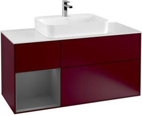 V&B Waschtischunterschrank Finion mit Wandbeleuchtung und Regalfach links, Anthrazit, Breite: 120 cm, Tiefe: 50,1 cm, Höhe: 50,1 cm - Bild 1