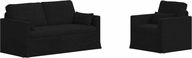 vidaXL Sofa 2-teiliges Set Schwarz Stoff mit Metallrahmen B/T/H: 158 x 78 x 80 cm und 78 x 78 x 80 cm - Bild 1