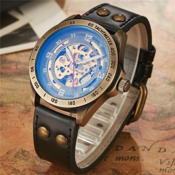 Armbanduhr Automatik, Edelstahl, Leder, Grau, Herren, 43 mm - Bild 1