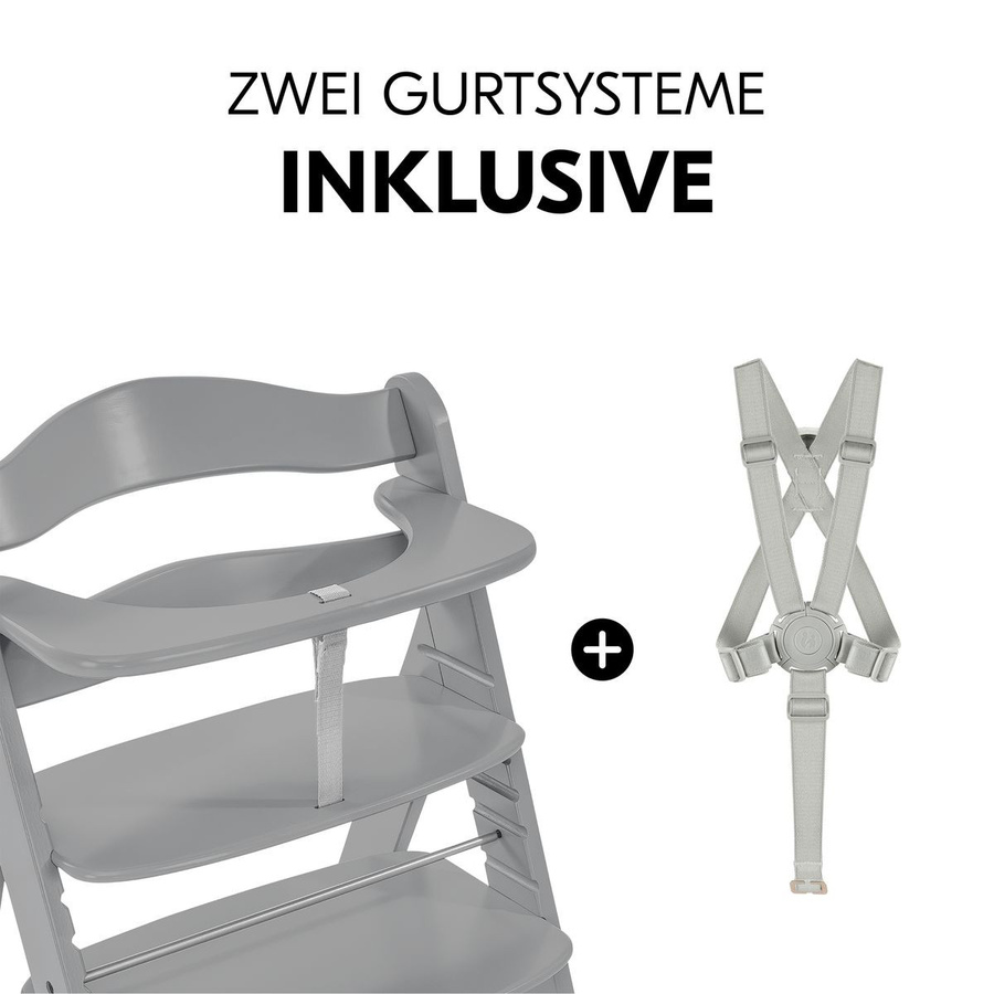 Hauck Alpha Plus Sparset Hochstuhl mit Sitzkissen in Melange Charcoal Grau und Schwarz - Bild 3